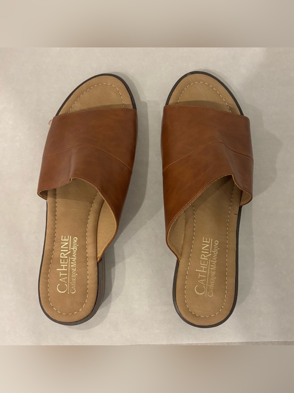 Catherines Brown Open-Toe Slide sandals